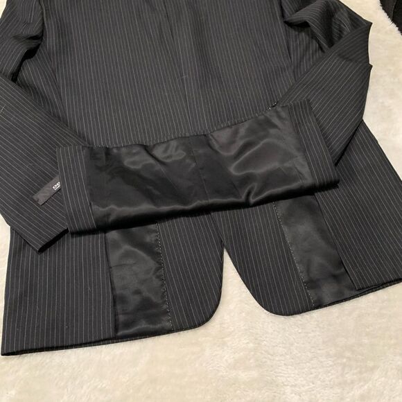 New Jones New York Elements Mens Charcoal Wool‎ Blazer Size 44R Striped Jacket - Picture 8 of 9